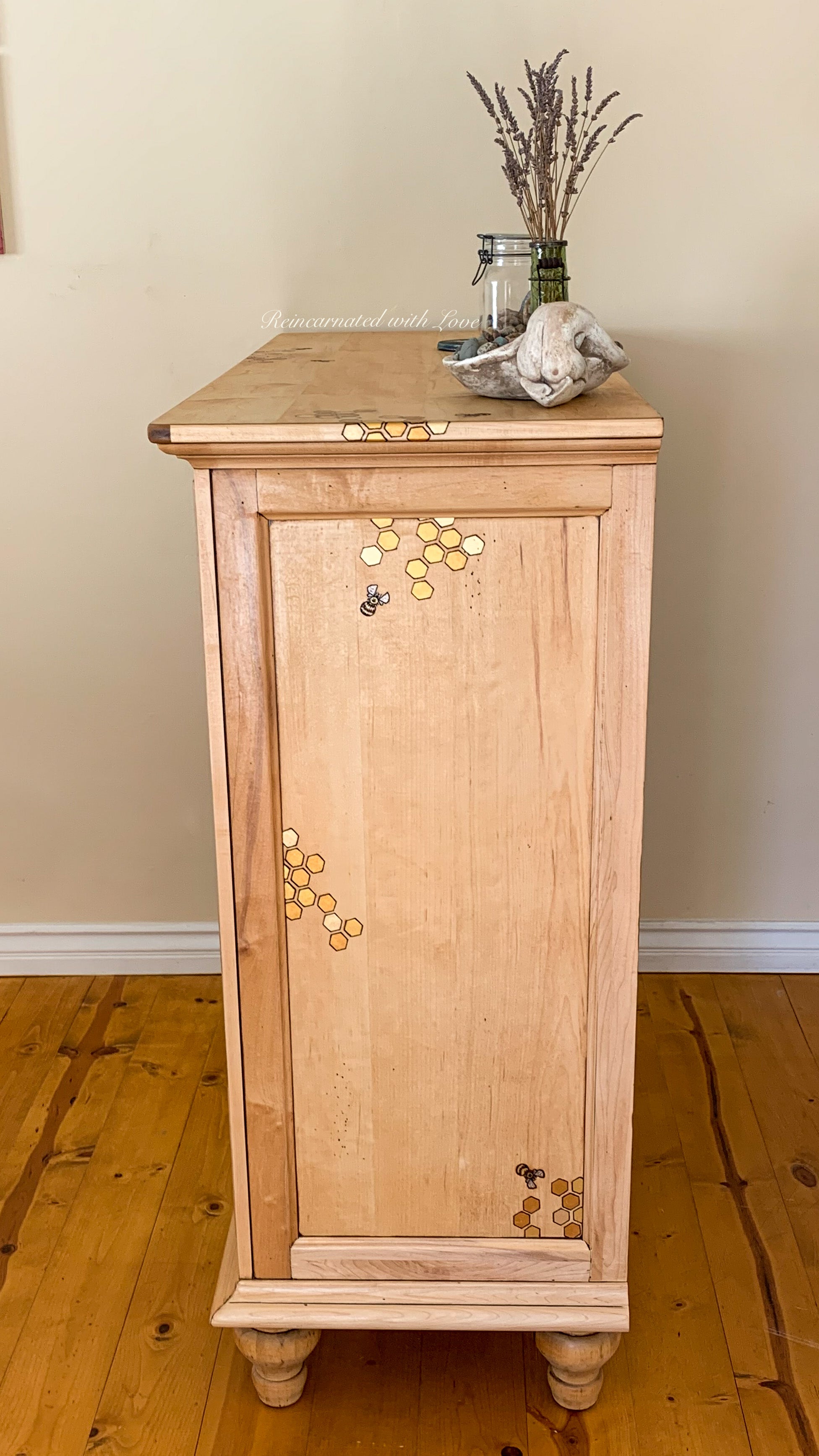 Boho Style Dresser ~ with iridescent honeycomb & tiny bee accents