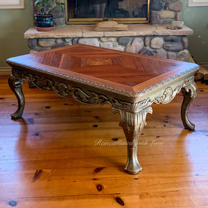 Art Nouveau Style Coffee Table ~ in warm golden hues with patina undertones