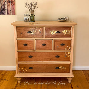 Boho Style Dresser ~ with iridescent honeycomb & tiny bee accents