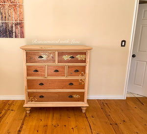 Boho Style Dresser ~ with iridescent honeycomb & tiny bee accents