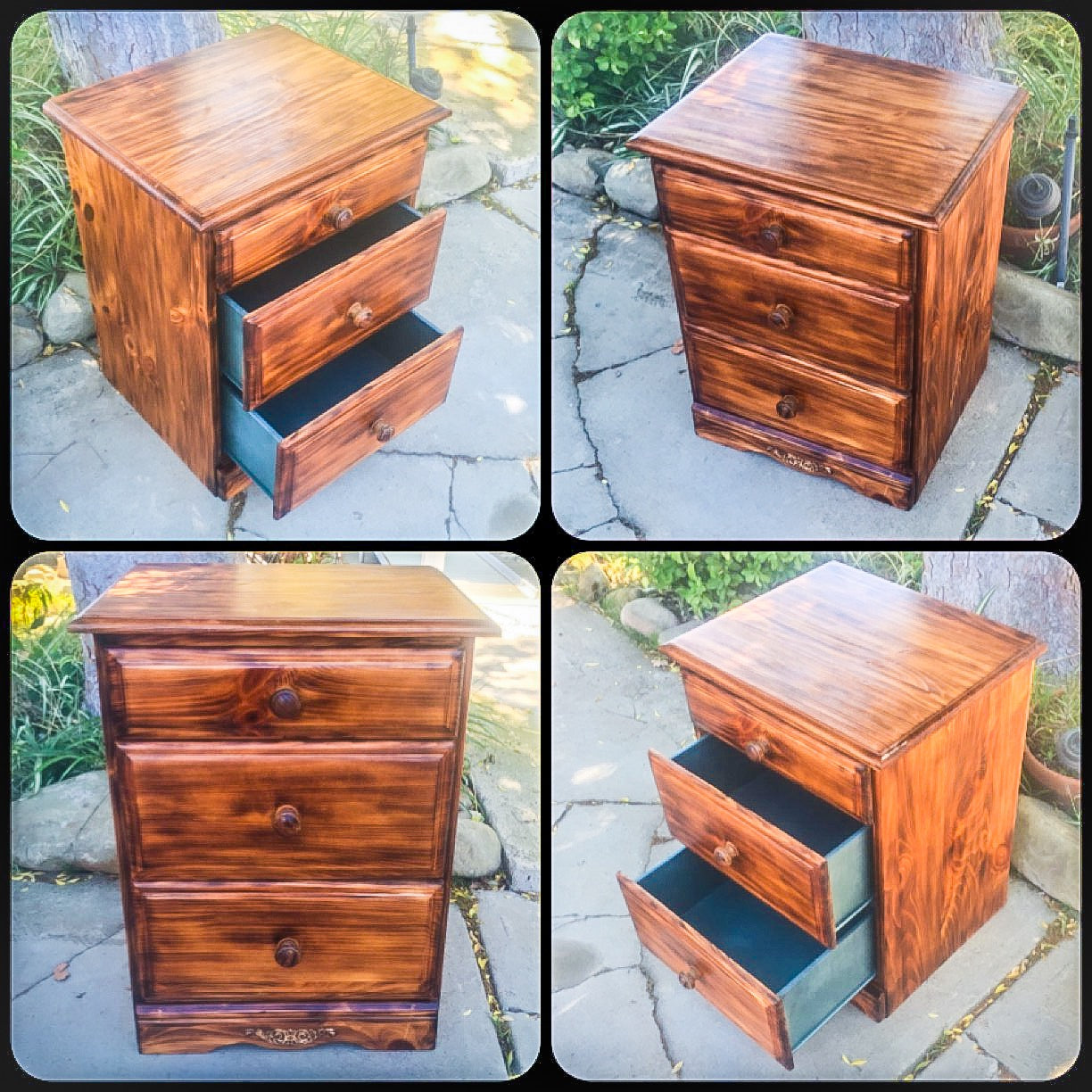 Distressed outlet wood nightstand
