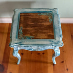 French Country End Table ~ shabby chic table in distressed white