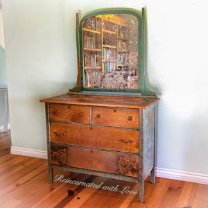 Farmhouse Dressing Table ~ antique dresser with original locks & skeleton key