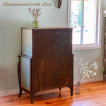 Green Boho Dresser ~ art nouveau style dresser done in copper patina & rusted iron