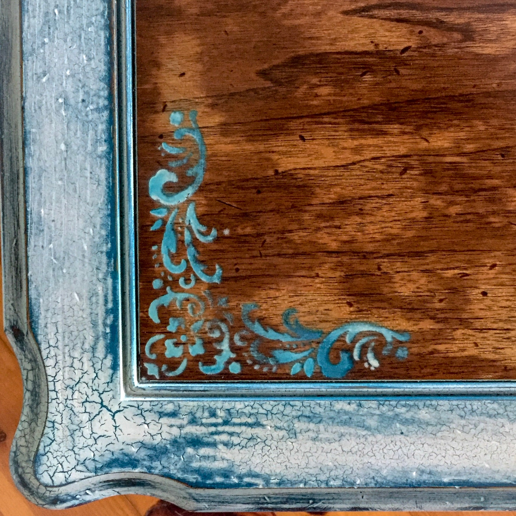 French Country End Table ~ shabby chic table in distressed white