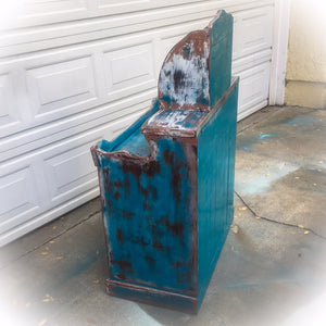 Farmhouse Style Coffee Bar ~ country kitchen storage cabinet in distressed blue