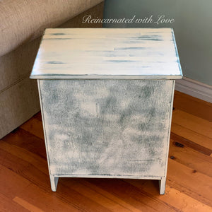 Shabby Chic Pet Bed ~ repurposed end table doubles as a cat cave or small dog bed