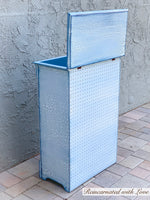 Shabby Chic Laundry Hamper ~ lift top hamper in distressed white with blue hues