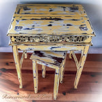 Farmhouse Style Vintage Desk ~ secretary desk in distressed yellow