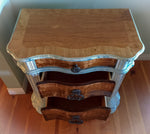 Farmhouse Nightstand ~ shabby chic storage table in distressed white & stained wood