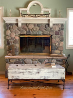 Lift Top Farmhouse Coffee Table ~ reclaimed wood & wrought iron coffee table in rustic white