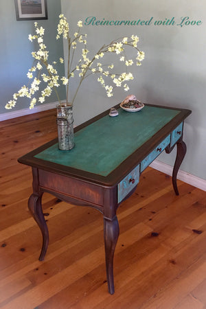 Boho Writing Desk ~ French country style desk in copper patina & rusted iron
