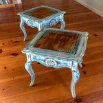 French Country End Table ~ shabby chic table in distressed white