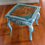 French Country End Table ~ shabby chic table in distressed white