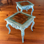 French Country End Table ~ shabby chic table in distressed white
