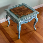 French Country End Table ~ shabby chic table in distressed white