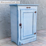 Shabby Chic Laundry Hamper ~ lift top hamper in distressed white with blue hues