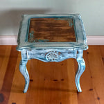 French Country End Table ~ shabby chic table in distressed white