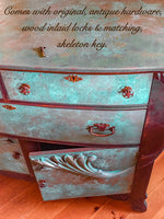 Locking Boho Dresser with skeleton key ~ done in patina & rusted iron