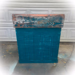 Farmhouse Style Coffee Bar ~ country kitchen storage cabinet in distressed blue