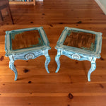 French Country End Table ~ shabby chic table in distressed white