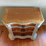 Farmhouse Nightstand ~ shabby chic storage table in distressed white & stained wood