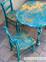 Shabby Chic Kid's Table ~ in distressed blue & stained wood