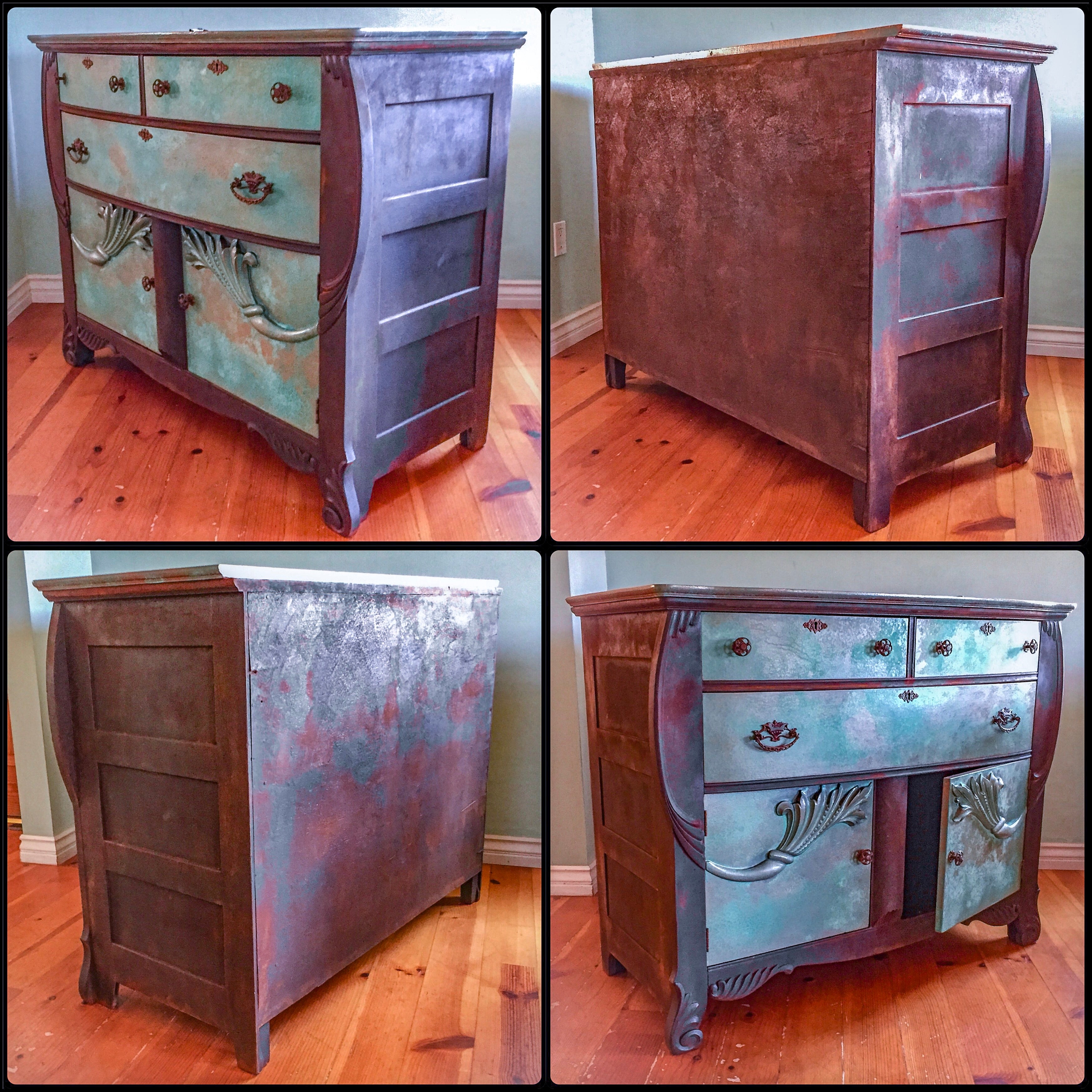 Locking Boho Dresser with skeleton key ~ done in patina & rusted iron