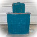 Farmhouse Style Coffee Bar ~ country kitchen storage cabinet in distressed blue
