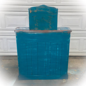 Farmhouse Style Coffee Bar ~ country kitchen storage cabinet in distressed blue