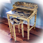 Farmhouse Style Vintage Desk ~ secretary desk in distressed yellow