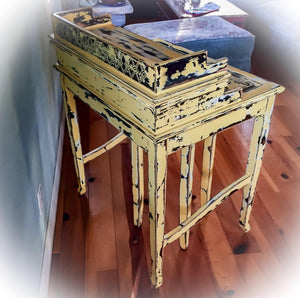 Farmhouse Style Vintage Desk ~ secretary desk in distressed yellow
