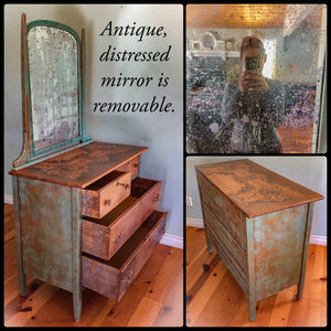 Farmhouse Dressing Table ~ antique dresser with original locks & skeleton key