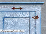 Shabby Chic Laundry Hamper ~ lift top hamper in distressed white with blue hues