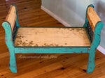 Iron & Wood Bedroom Bench ~ with iridescent honeycomb & tiny bee accents