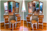 Farmhouse Style Vanity ~ antique dressing table with burnt wood, floral accents