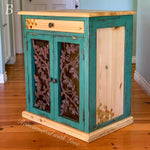 Iron & Wood Nightstands ~ with iridescent honeycomb & tiny bee accents