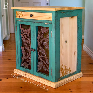 Iron & Wood Nightstands ~ with iridescent honeycomb & tiny bee accents