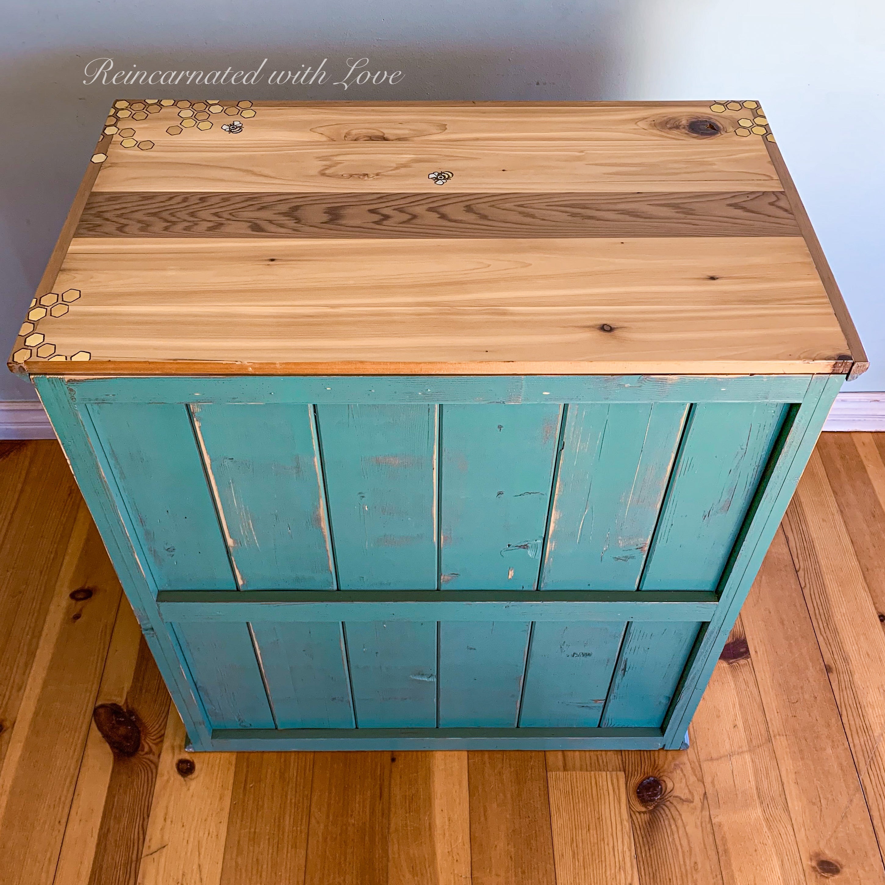 Boho Style Dresser ~ with iridescent honeycomb & tiny bee accents