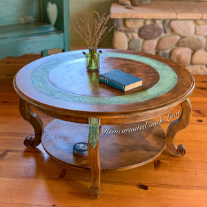 Boho Coffee Table ~ in copper patina & rusted iron