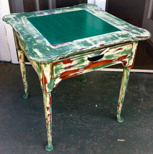 Shabby Chic End Table ~ with retro chalkboard tabletop & drawer