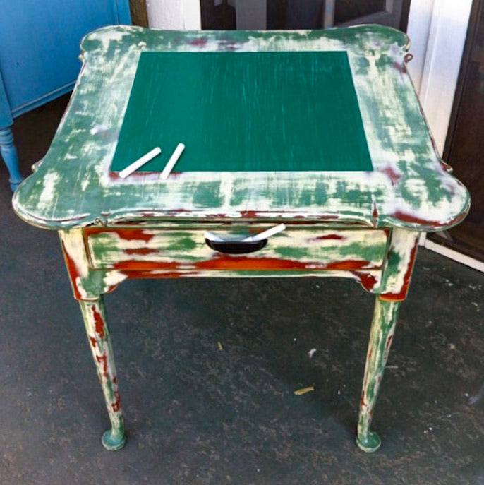 Shabby Chic End Table ~ with retro chalkboard tabletop & drawer