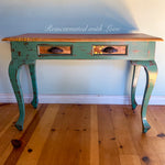 French Country Desk & Matching Chair Set ~ with burnt wood honeycomb & tiny bee accents
