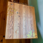 Solid Oak End Table ~ with iridescent honeycomb & tiny bee accents