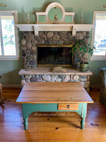 Solid Oak Coffee Table ~ with iridescent honeycomb & tiny bee accents