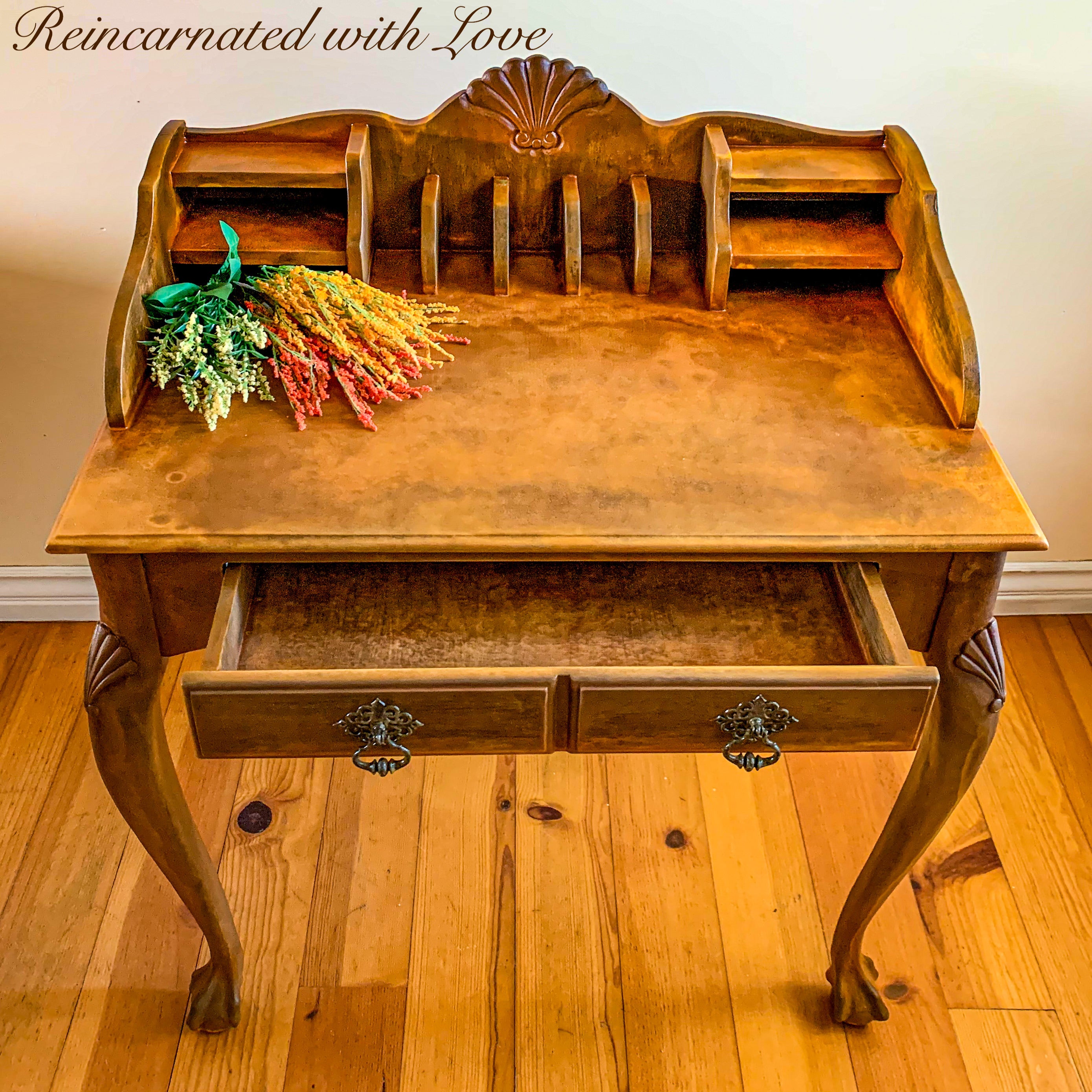 Rustic Secretary Desk ~  French country style desk in rusted iron