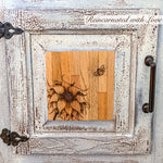 Farmhouse Style Nightstand ~ with burnt wood, floral detailing