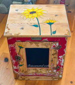 Farmhouse Style Nightstand ~ with honeycomb, sunflowers & tiny bee accents