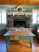 Solid Oak Coffee Table ~ with iridescent honeycomb & tiny bee accents