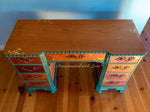 Iridescent Honeycomb Desk ~ with tiny bee accents & distressed green trim